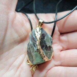 Rainbow Fluorite Stone Pendant Necklace